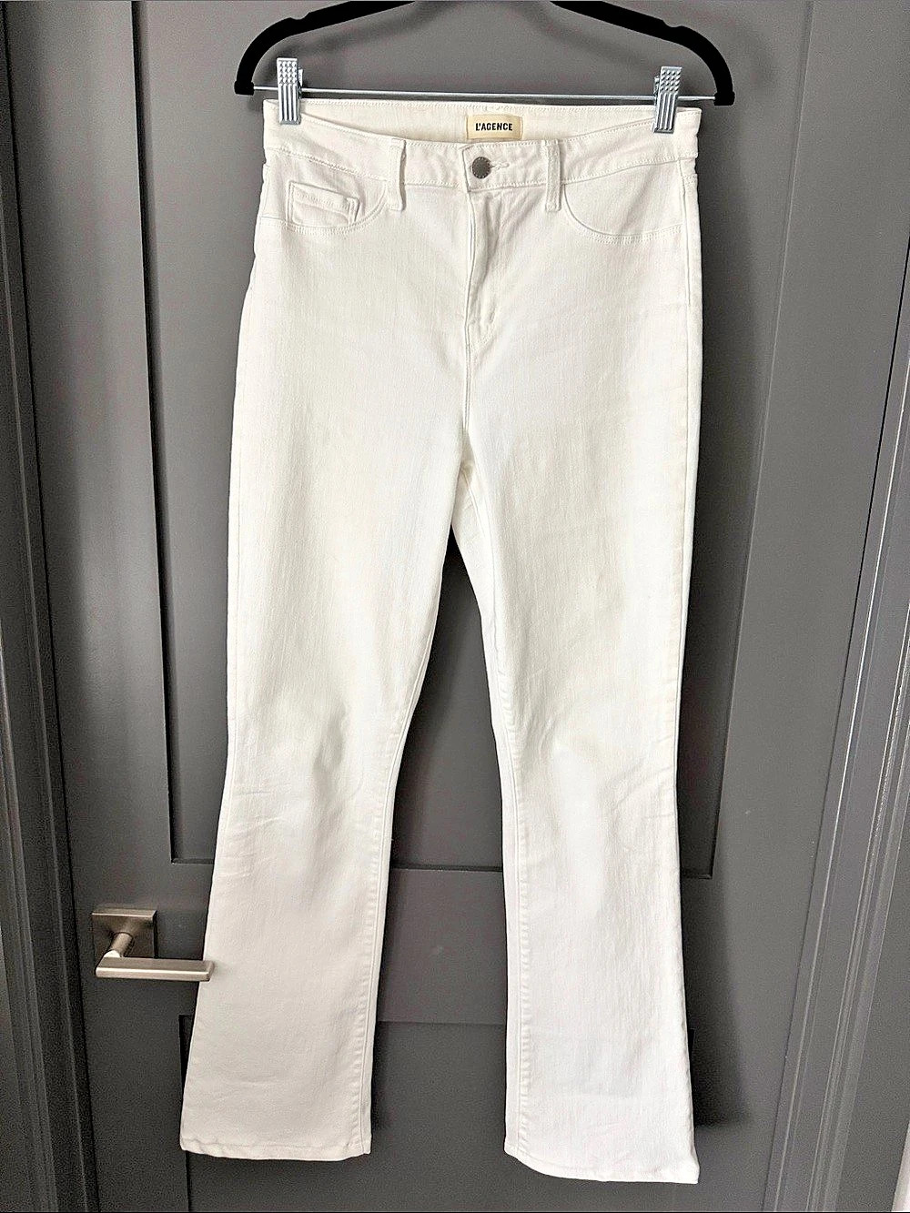 L'AGENCE Kendra High-Rise Crop Flare Jeans White Flare Jeans Like New